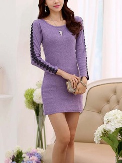 Purple Short to Mini Korean Plus Size Dress for Casual Winter