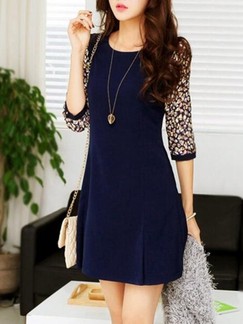 Blue Above Knee Sheath Plus Size Dress for Casual Evening Party