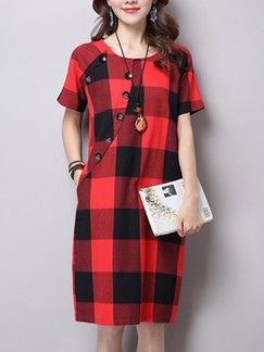 Red Shift Knee Length Dress for Casual