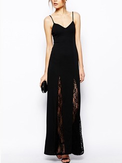 Black Slip Maxi Plus Size Lace Dress for Cocktail Prom