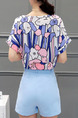 White Pink and Blue Two Piece Shirt Shorts Plus Size Wide Leg Jumpsuit for Casual Evening Party