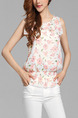 White and Pink Blouse Plus Size Floral Top for Casual Party
