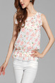 White and Pink Blouse Plus Size Floral Top for Casual Party