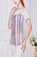 White Colorful T-Shirt Plus Size Top for Casual Party
