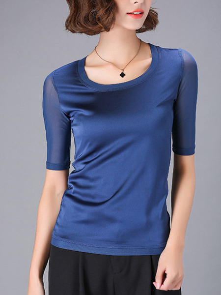 Blue Blouse Plus Size Top for Casual Evening Office