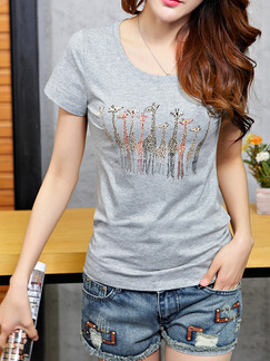 Grey T-Shirt Plus Size Top for Casual Party