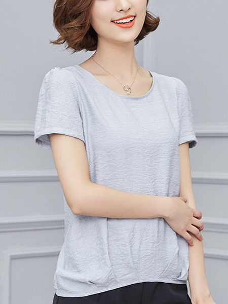 Grey T-Shirt Plus Size Top for Casual