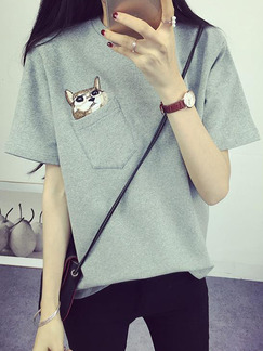 Grey T-Shirt Plus Size Top for Casual