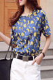 Blue and Yellow Blouse Top for Casual