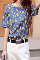 Blue and Yellow Blouse Top for Casual