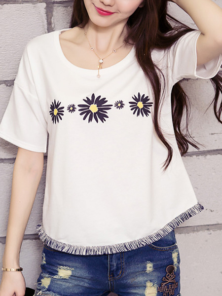 White T-Shirt Plus Size Top for Casual Party