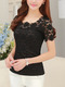 Black Blouse Lace Plus Size Top for Casual Evening Office
