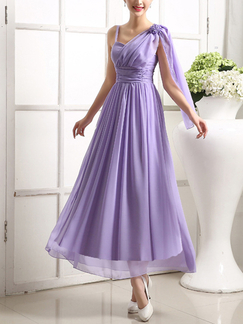 Purple Chiffon Long Dress for Prom Bridesmaid