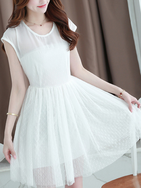 White Korean Chiffon Short Dress for Party Casual Evening_DRESS.PH ...