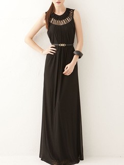 Black Shift Maxi Dress for Prom Cocktail Evening Ball