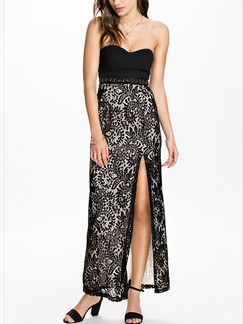 Black Strapless Maxi Dress for Cocktail Prom