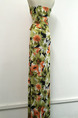 Colorful Slim Strapless Printed Band Maxi Plus Size Dress for Casual Beach