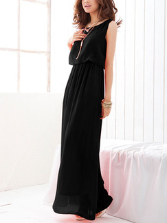 Black Chiffon Plus Size Seem-Two Pleated Dress for Semi Formal Evening Party