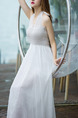 White Chiffon Slim Full Skirt Open Back Band Plus Size Dress for Casual Beach

