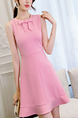 Pink Slim A-Line Butterfly Knot Above Knee Fit & Flare Plus Size Dress for Casual Party