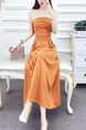 Orange Slim Off-Shoulder Maxi Fit & Flare Dress for Party Evening Cocktail