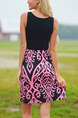 Black and Pink Slim Linking Printed Above Knee Dress for Casual Party