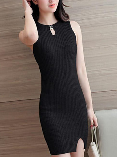 Black Slim Over-Hip Above Knee Bodycon Dress for Party Evening Nightclub