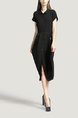 Black Plus Size Lapel Shirt Loose Slim Cardigan Single-breasted Midi Dress for Casual Office