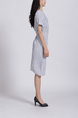 Black and Gray Shift Knee Length Round Neck Dress for Casual Party Office