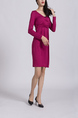 Pink Shift Above Knee Long Sleeve Plus Size Dress for Casual Party Office