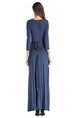 Blue Midi V Neck Long Sleeves Dress for Party Evening Cocktail