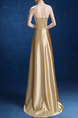Golden Plus Size Slim Rhinestone V Neck Sling Open Back  Satin Dress for Cocktail Bridesmaid Prom