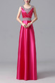 Rose Red Plus Size Slim Rhinestone Pleated Square Neck Satin Dress for Cocktail Party Evening Bridesmaid Prom
