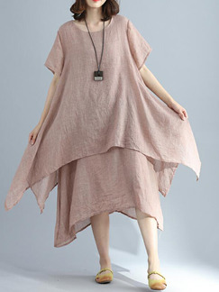 Pink Loose Seem-Two Maxi  Dress for Casual Party