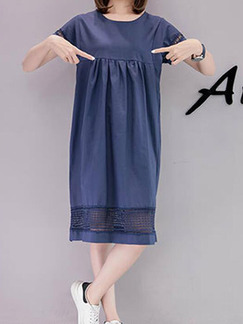 Navy Blue Loose Cutout Midi Plus Size Dress for Casual Sporty