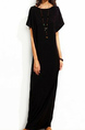 Black Loose Pure Color Maxi Dress for Casual