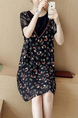 Colorful Slim Printed Linking Lace Above Knee Shift Dress for Casual Party