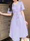 Purple Fit & Flare Knee Length Dress for Casual Party Evening