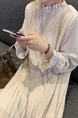 Beige Midi Long Sleeve Dress for Casual Party Evening
