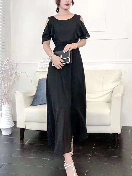 Black Maxi Dress for Party Evening Cocktail
