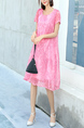 Pink Shift Midi Plus Size Dress for Casual Party Office Evening
