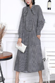 Black and White Long Sleeve Maxi Ribbon Dress for Casual Party Office