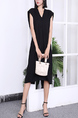 Black Shift Midi V Neck Dress for Casual Party Evening