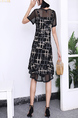 Black Shift Knee Length Plus Size Round Neck Dress for Casual Party Office Evening