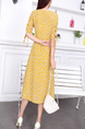 Yellow V Neck Midi Dress for Casual Party Office