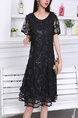 Black Knee Length Plus Size Lace Dress for Party Evening Cocktail