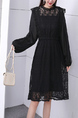 Black Long Sleeve Plus Size Above Knee Lace Dress for Party Evening Cocktail