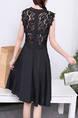 Black Lace Fit & Flare Knee Length Dress for Casual Party Office Evening