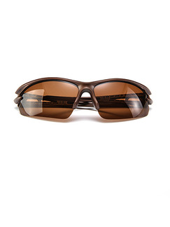 Brown Solid Color Plastic Ride Wrap Sunglasses