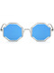 Blue Mirror Metal Trendy Irregular Sunglasses
